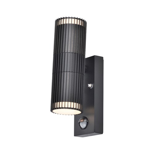 V-Tac GU10 wandlamp met PIR-sensor - Up/Down light, IP44 buiten, zwart, excl. lichtbron