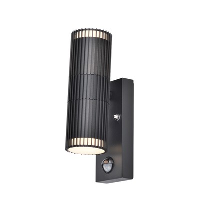 V-Tac GU10 wandlamp met PIR-sensor - Up/Down light, IP44 buiten, zwart, excl. lichtbron
