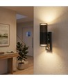 V-Tac GU10 wandlamp met PIR-sensor - Up/Down light, IP44 buiten, zwart, excl. lichtbron