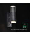 V-Tac GU10 wandlamp met PIR-sensor - Up/Down light, IP44 buiten, zwart, excl. lichtbron
