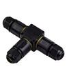 Zwarte T-lasdoos, 3-aderig - IP68 waterdicht, voor kabelverbindingen, Ø4-8mm kabel