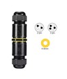 Zwarte ronde kabeldoos, 3-aderig - IP68 waterdicht, voor het verbinden van kabels, Ø4-8mm kabel