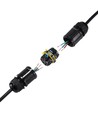 Zwarte ronde kabeldoos, 3-aderig - IP68 waterdicht, voor het verbinden van kabels, Ø4-8mm kabel