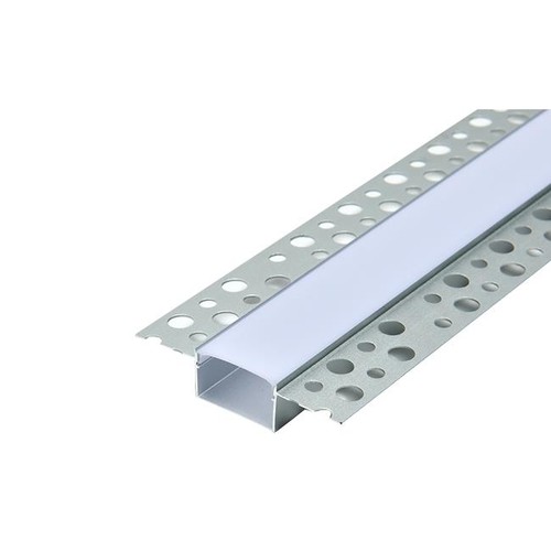 1m aluminium profiel voor stucwerk - Incl. melkwitte cover, geanodiseerd