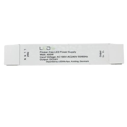 400W / 24V DC voeding - 16.6A, IP20 binnen, Flicker free