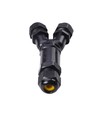 Zwarte Y-verdeeldoos, 3-aderig - IP68 waterdicht, voor kabelverbindingen, Ø8-12mm kabel