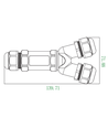 Zwarte Y-verdeeldoos, 3-aderig - IP68 waterdicht, voor kabelverbindingen, Ø8-12mm kabel