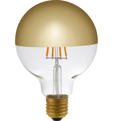 E27 4W dimbare LED kogellamp - G95, Kopspiegel goud, 350lm, 2500K, filament globe