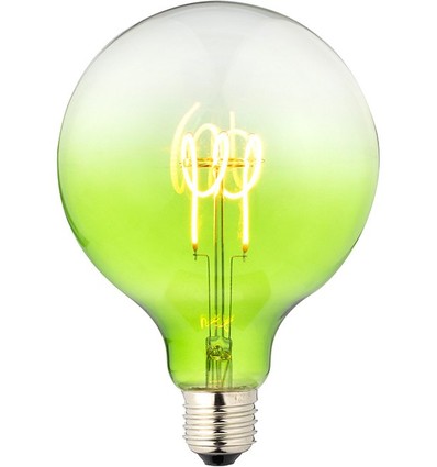 E27 4W dimbare LED filament lamp - G125, Flex Globe, Groen, 140lm