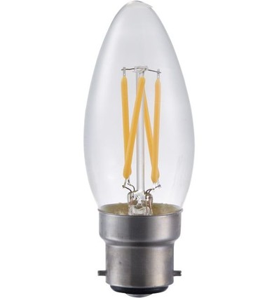 B22d 4W LED kogellamp dimbaar - C35, filament, helder glas, 2500K