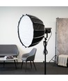 Softbox met raster, Ø65cm - Voor 200W/300W breedstraler, zwart