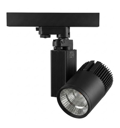 Outlet: 35W LED spanningsrailspot - 3-fase, zwart, voor vlees (Roze+3000K)