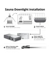 Sauna downlight zwart - 24V DC, RA93, 1,1W, 3m kabel, Gat: Ø3 cm, Afm: Ø3,5 cm