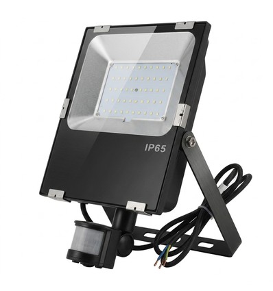 Outlet: 50W breedstraler met sensor - IP65, zwart, werklamp, PIR-sensor