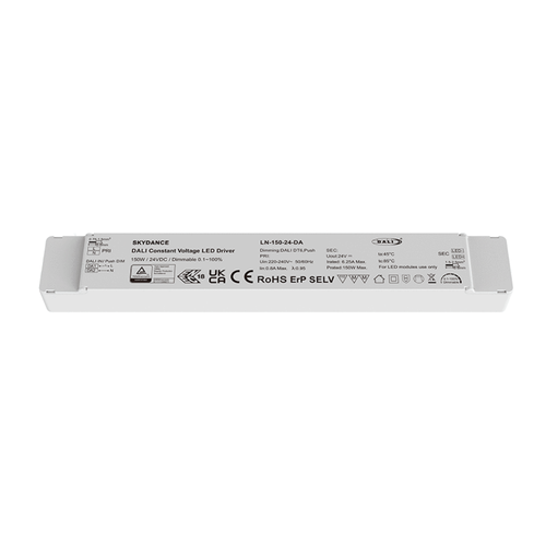 Lifud 150W / 24V DC dimbare voeding - 6.25A, IP20, DALI-interface + push dim, flikkervrij