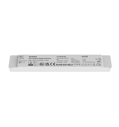 Lifud 150W / 24V DC dimbare voeding - 6.25A, IP20, DALI-interface + push dim, flikkervrij