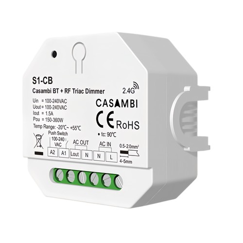 LEDlife rWave inbouwdimmer - Casambi, RF, push-dim, LED-dimmer, voor inbouw