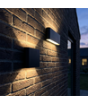 8W DuoLume wandlamp - Vierkant, IP65, zwart, up/down, binnen/buiten, incl. lichtbron