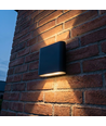 8W DuoLume wandlamp - Vierkant, IP65, zwart, up/down, binnen/buiten, incl. lichtbron