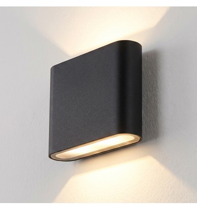 8W DuoLume wandlamp - Vierkant, IP65, zwart, up/down, binnen/buiten, incl. lichtbron