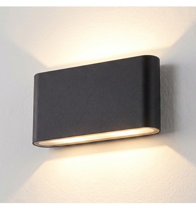 12W DuoLume wandlamp - Rechthoek, IP65, zwart, op/neer, binnen/buiten, incl. lichtbron