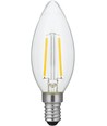 E14 2W dimbare LED kaarslamp - C35, filament, helder glas, 2500K