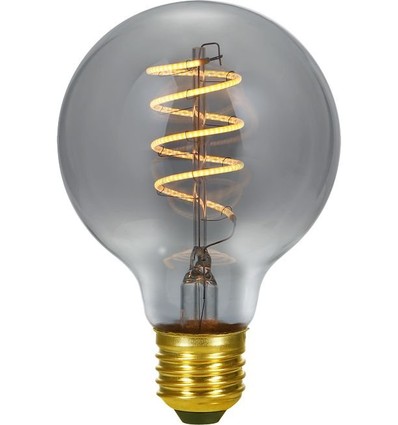 E27 4W dimbare LED filament lamp - G80, Flex Globe, 2200K, rookglas
