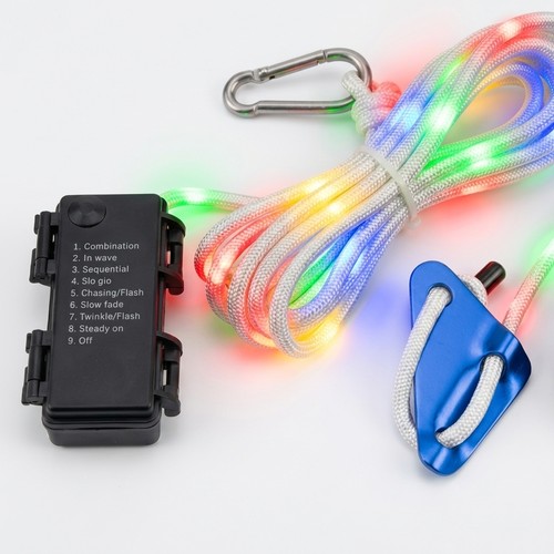 5m wit touw met RGB licht - Met karabijnhaak, max. 80kg belasting