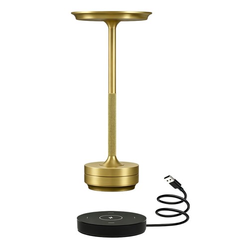 Oplaadbare LED-tafellamp met draadloos opladen - Goud, touch-dimbaar, CCT, IP54