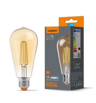 E27 6W dimbare LED filament lamp - ST64, extra warm wit, brons glas