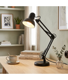 Klassieke zwarte architectenlamp - Incl. voet en tafelklem, E27 fitting, zonder lichtbron