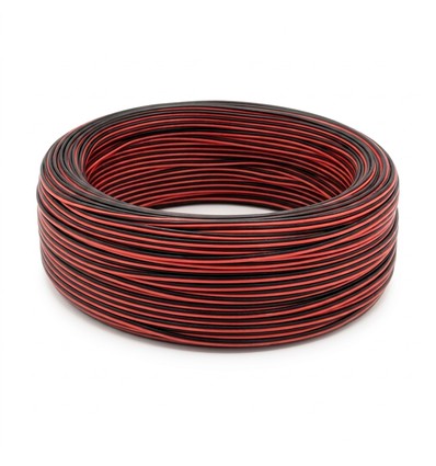 100m Kabel rood/zwart - 2x0,35mm², 12-24V, voor LED-strip