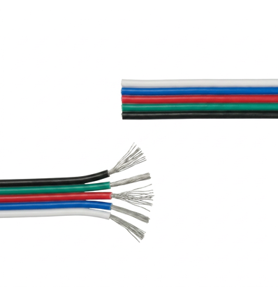 10m RGBW Kabel - 5x0,35mm², 12V-24V, voor LED strip