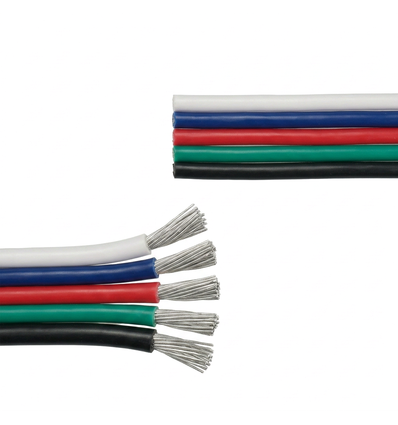 20m 1,2mm² RGBW kabel - 5-aderig (16AWG), 12V-24V voor LED-strip