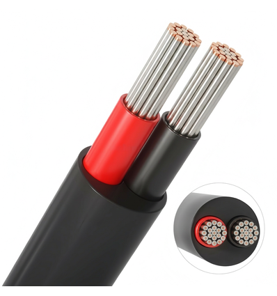 20m Kabel rood/zwart, zwart rond - 2x0,35mm², 12V-24V, voor LED strip