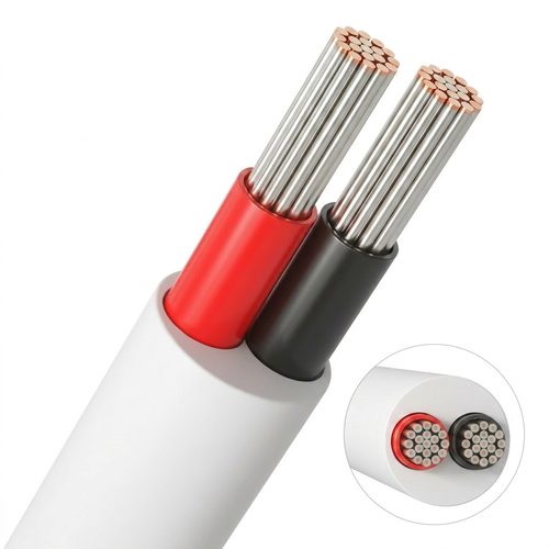5m Kabel rood/zwart, wit rond - 2x0,35mm², 12V-24V, voor LED-strip