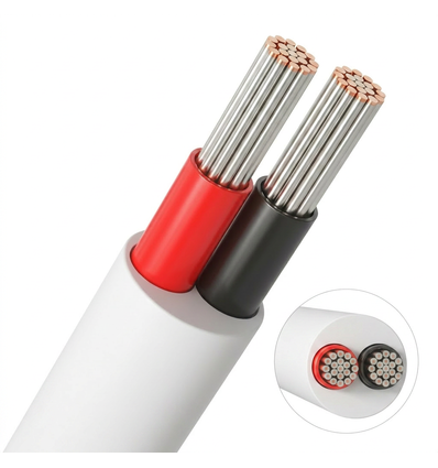 5m Kabel rood/zwart, wit rond - 2x0,35mm², 12V-24V, voor LED-strip