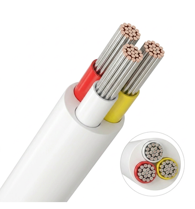 20m CCT kabel, wit rond - 3x0,35mm², 12V-24V voor LED strip