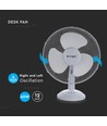 V-Tac 40W tafelventilator - Ø30cm, 3 snelheden, 3 bladen