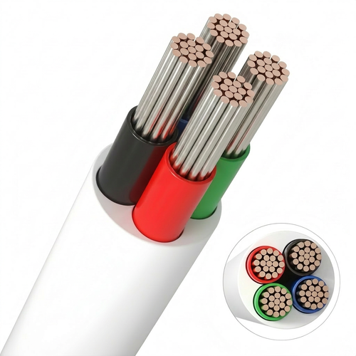 10m RGB kabel, wit rond - 4x0,35mm², 12V-24V voor LED strip
