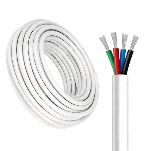 100m RGB kabel, wit rond - 4x0,35mm², 12V-24V voor LED strip