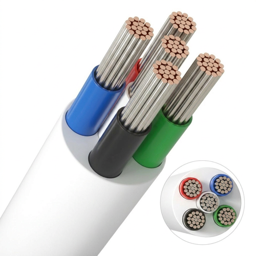 10m RGBW kabel, wit rond - 5x0,35mm², 12V-24V voor LED strip