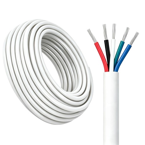 100m RGBW kabel, wit rond - 5x0,35mm², 12V-24V voor LED strip