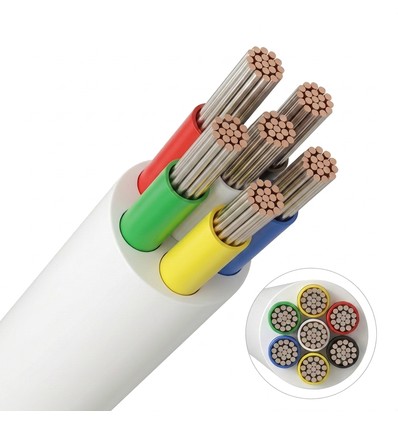 20m RGB+CCT kabel, wit rond - 6x0,35mm², 12V-24V voor LED strip