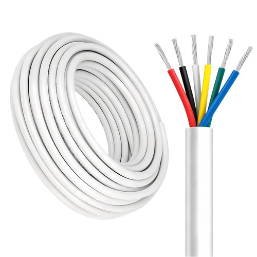 100m RGB+CCT kabel, wit rond - 6x0,35mm², 12V-24V voor LED strip