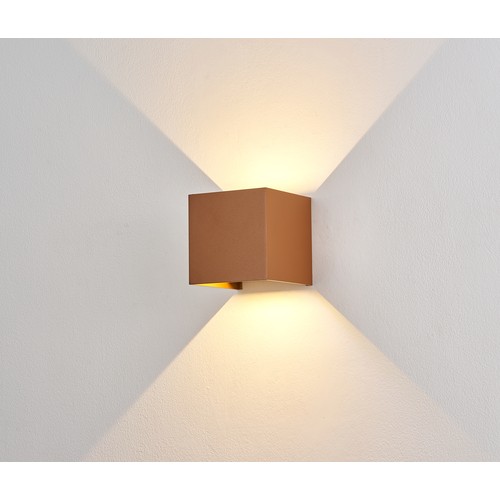 6W Dimbare CUBIC PRO wandlamp - IP65, Corten, doorlusbaar, verstelbaar, vierkant, up/down, binnen/buiten, incl. lichtbron