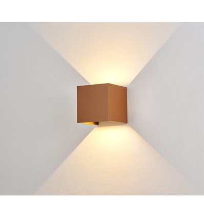 6W Dimbare CUBIC PRO wandlamp - IP65, Corten, doorlusbaar, verstelbaar, vierkant, up/down, binnen/buiten, incl. lichtbron