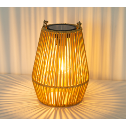 Solar Rattan Lantaarn – Boho tuinlamp met automatische aan/uit functie, IP44