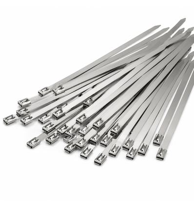 100x RVS Kabelbinders / Tie-wraps - 4,6 x 200 mm, Staal, 100 st.