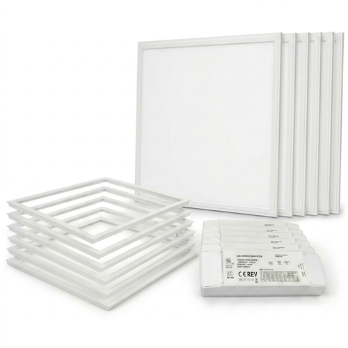 6 st. Troldtekt paneel + frame met veer - Hoogte: 12,5mm, UGR19, 60x60, dimbare driver